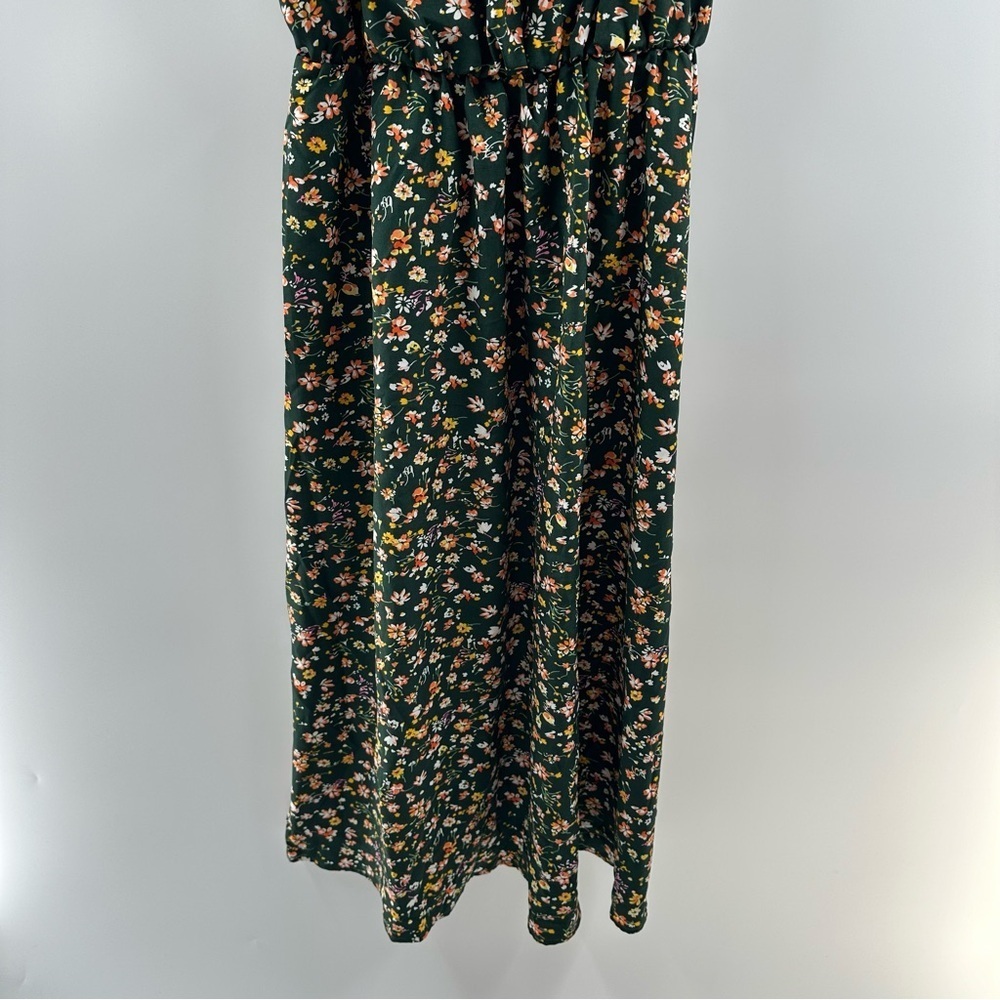 Green Floral Maxi Dress with Adjustable Straps and Back Tie – Size M - Picture 2 of 5